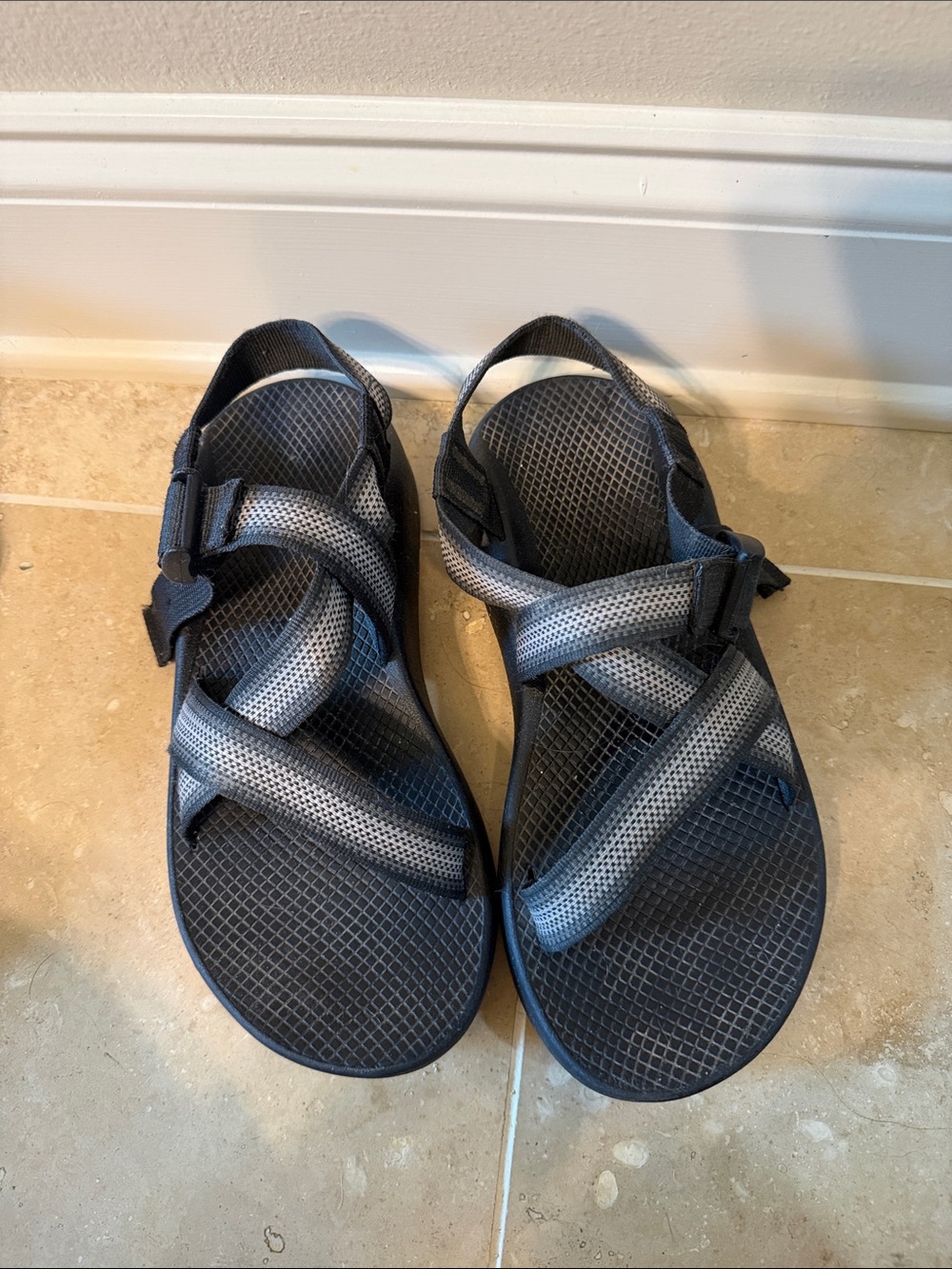 Chaco Men's Black and Gray Adjustable Strap Sandals